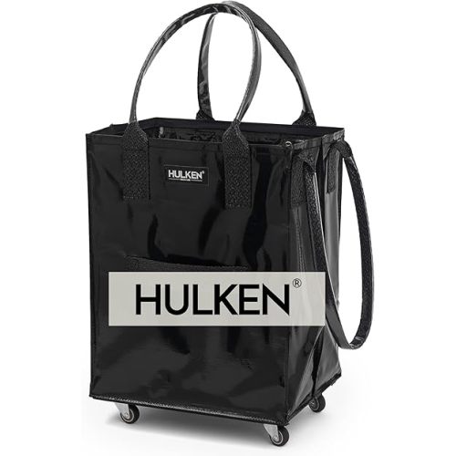 (Medium, Black) Reusable Grocery Bag On Wheels, Shopping Trolley, Rolling Tote, Zipper Closure, Lightweight, Carries Up to 66 lb, Folds Flat, Unbreakable Handles