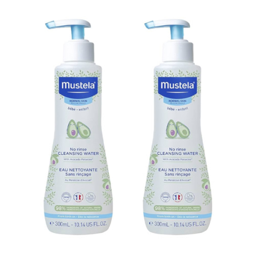 Mustela Baby Cleansing Water - No-Rinse Micellar Water - with Natural Avocado & Aloe Vera - for Baby's Face, Body & Diaper - 1 or 2-Pack - Various Sizes