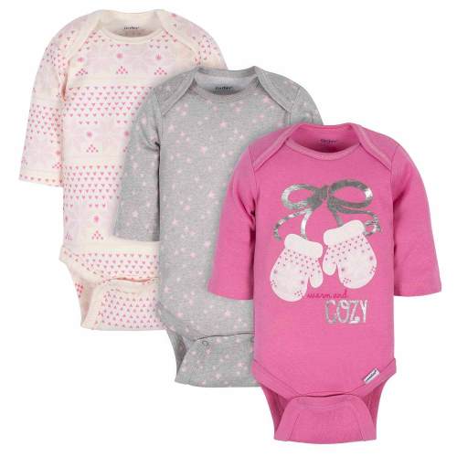 3-Pack Baby Girls Cozy Winter Long Sleeve Onesies® Bodysuits
– Gerber Childrenswear