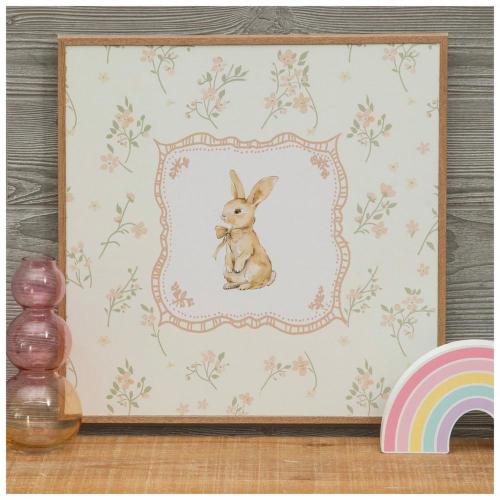 Floral Bunny Wood Wall Decor