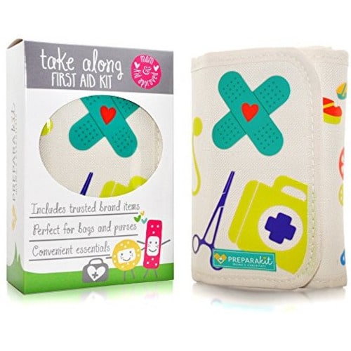 Small Travel First Aid Kit - Mom’s Compact Emergency Essentials For Home, Car, Backpack, Hiking, Purse, Diaper Bag, Sports & Baby Shower Gift, Latex-Free Supplies (Kid Joy)