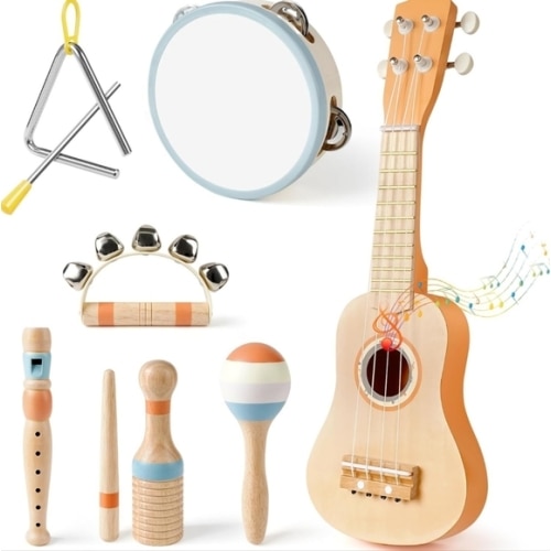 Kids Montessori Instruments Set Of 7 Wooden Instruments Brand New