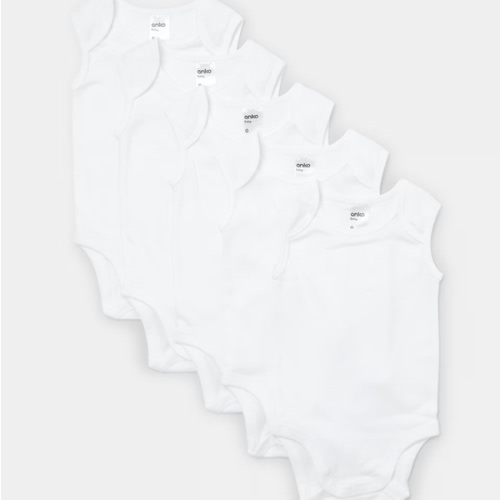 5 Pack Sleeveless Bodysuits - Kmart