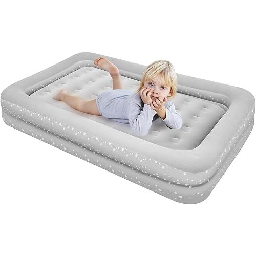 Air Mattress for Kids 4-7 Year Old:Toddler Travel Bed with Sides, Portable Children's Inflatable Beds with Smooth Plush Surfaces for Travel, Hotels, Camping and Grandparents' Homes Gary