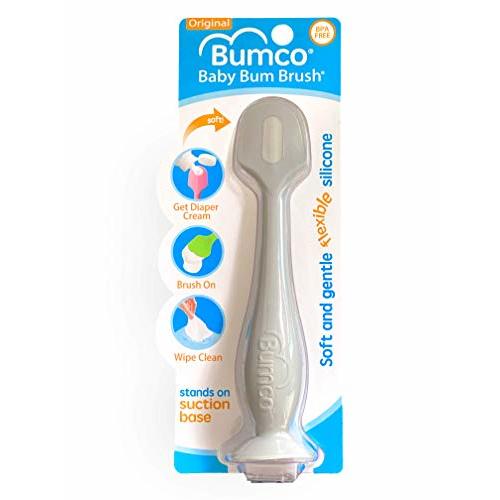 Baby Bum Brush, Original Diaper Rash Cream Applicator, Soft Flexible Silicone Brush, Unique Gift [Gray]