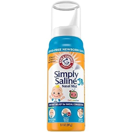 Arm & Hammer Simply Saline Jr. Nasal Mist 1.6oz, CoComelon, Drug-Free Newborn Safe, 1-Count