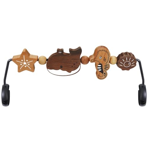 iGRATENS Baby Bjorn Bouncer Toy Bar - Toy Bar for Baby Bouncer Soft & Bliss, Easy to Attach and Remove, 360°Rotating Natural Wooden Toys, Exciting Design for Curious Babies, Sea Animals