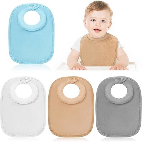 4 Pcs Baby Bibs Feeding Bib for Drooling and Teething Comfi Neck Baby Bib with Padded Collar Absorbent Bibs