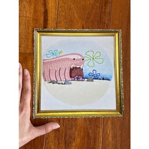 Alaskan Bull Worm Print, Worm Art, Spongebob Art, Art Print, Alaskan Bull Worm Art, Nostalgic Art, 90s Kids Art, READY TO SHIP, Wall Art
