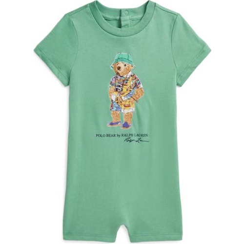 Polo Bear Cotton Graphic Romper, 3M