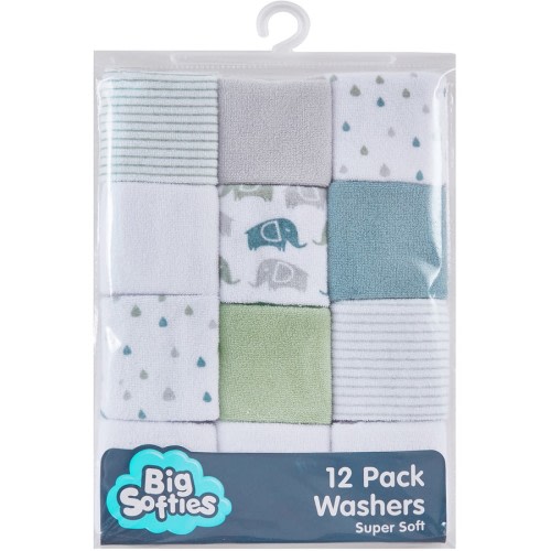 Big Softies Wash Cloths 12 Pack - Green