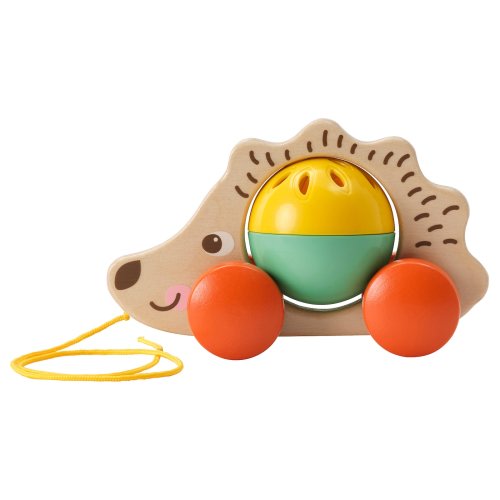 UPPSTÅ Pull toy - hedgehog/multicolor