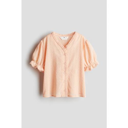 LACE-TRIMMED COTTON BLOUSE