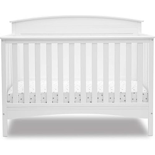 Delta Children Archer Solid Panel 4-in-1 Convertible Baby Crib - Greenguard Gold Certified, Bianca White