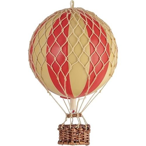 Authentic Models, Floating The Skies Air Balloon, Hanging Home Decor - 5.3 Inch Height, Historic Hot Air Balloon Model for Home Decor, Detailed Vintage Decorations to Hang from Ceiling - Red Double