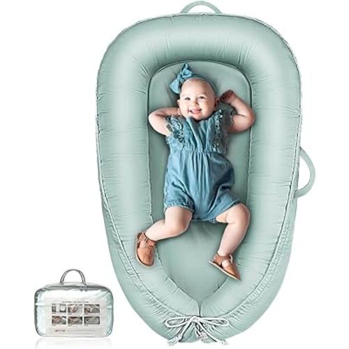 Baby Lounger - Infant Lounger for Newborn 0-24 Months, Pure Cotton Breathable Baby Nest Lounger Cover, Newborn Essentials for Baby Boys & Girls, Portable Baby Lounger for Home and Travel