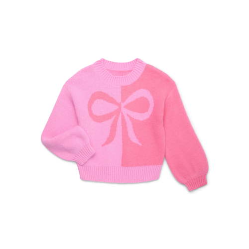 Nik & Leksi Girls Jacquard Bow Colorblock Sweater, Sizes 4-16
