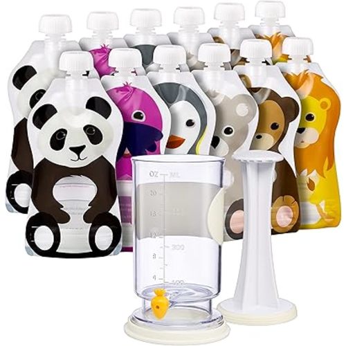 The Filling Station: Squooshi Food Pouch Filler + 12 Large 5 oz Pouches/The Food Pouch Maker for Baby Food Storage and Snack Food Pouches