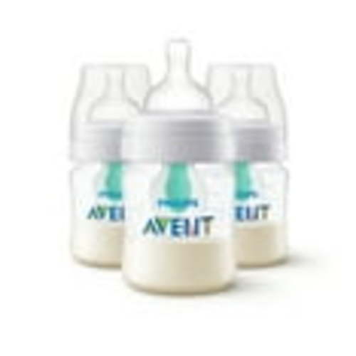 Philips Avent Anti-colic Baby Bottle, 1m+, 4 oz, Clear, 3pk, SCY701/93