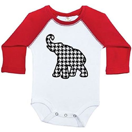 Ebenezer Fire Elephant Houndstooth Baby Onesie/Roll Tide Bodysuit/Crimson Tide Raglan Bodysuit
