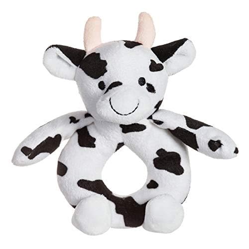Apricot Lamb Baby Cow Soft Rattle Toy, Plush Stuffed Animal for Newborn Soft Over 0 Months (Cow, 6 Inches)