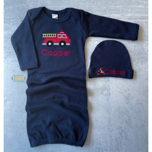 Firetruck Baby Outfit - Firetruck Coming Home Outfit - Firetruck Bodysuit - Firetruck Gown