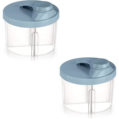 Accmor Baby Formula Dispenser On The Go, Non-Spill Rotating Four-Compartment Formula Container to Go, Milk Powder Kids Snack Container for Infant Toddler Travel Outdoor, Blue, 2 Pack
