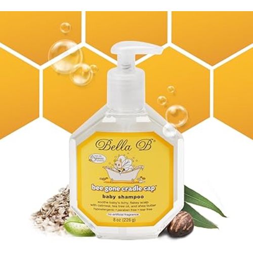 BELLA B Bee Gone Cradle Cap Baby Shampoo Treatment, 8 oz, Organic Natural Dry Scalp Shampoo For Babies