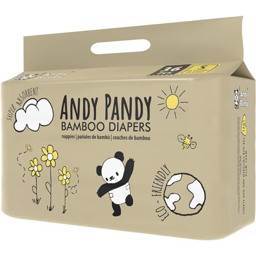 Andy Pandy Bamboo Disposable Diapers Small, White, 8-16 lbs, 36 Count (Pack of 1)