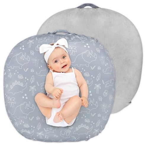Newborn Lounger Cover, Soft Comfortable Baby Lounger Cover, 1 Pack Reversible Removable Slipover for Infant Lounger Pillow, Dinosaur (Lounger not Included)
