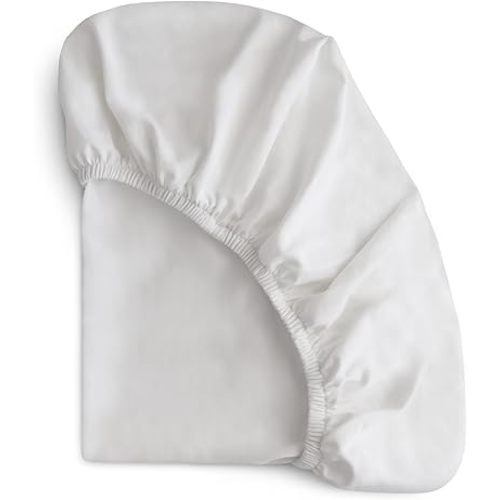 mushie Stretchy & Soft Crib Sheet | Fitted 28" x 52" (White)