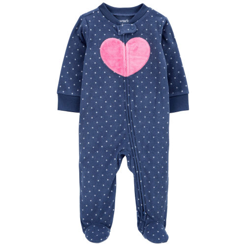 Baby Heart Fleece Zip-Up Footie Sleep & Play Pajamas - Carter's | Carter's