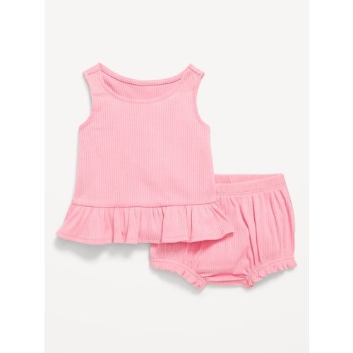Sleeveless Ribbed Ruffle-Trim Top and Shorts Set for Baby | Old Navy