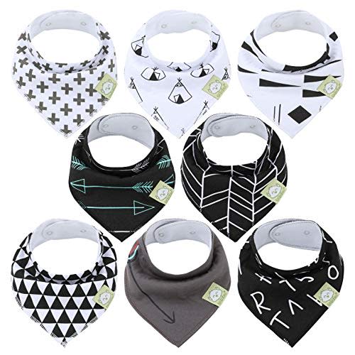 KeaBabies 8-Pack Organic Baby Bandana Drool Bibs - Stylish Unisex Bandana Bibs, Super Absorbent Bandana Drool Bibs, Gentle Teething Bibs for Infants, Organic Cotton Baby Bib (Baby Boss)