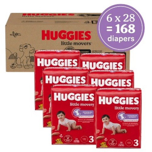 Huggies Little Movers Disposable Diapers - Econ+ Pack - Size 3 - 168ct