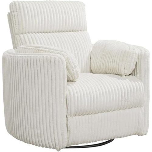 Radius Modern Fabric Swivel Glider Recliner in Ivory