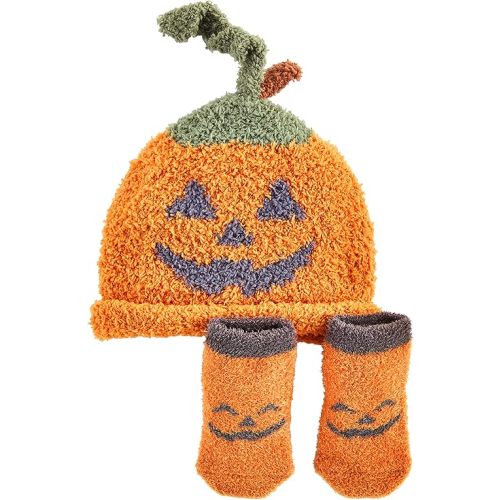 Mud Pie Unisex Kid's Halloween Chenille Hat Set, Orange