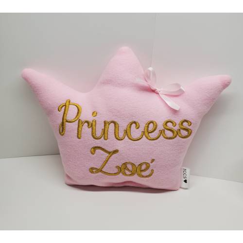 Personalized Crown Shaped Pillow - Princess Pillow - Little Girl Pillow - Girl Bedding Decor - Baby Shower Gift - Custom Girl Pillow - Pink