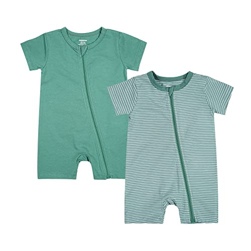 Teach Leanbh Baby Boys or Girls 2 Pack Pajamas Cotton Short Sleeve Zipper Romper Jumpsuits Sleep and Play 3-24 Months …