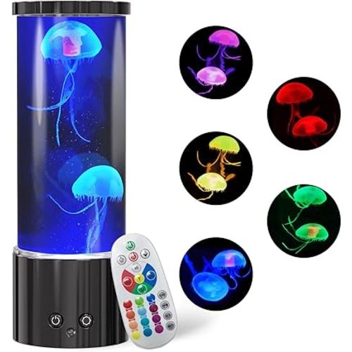 Jellyfish Lamp, LED Jellyfish Tank Table Lamp with Remote Control,17 Color Changing Dimmable Aquarium Night Light for Home Decor & Christmas Birthday Gifts