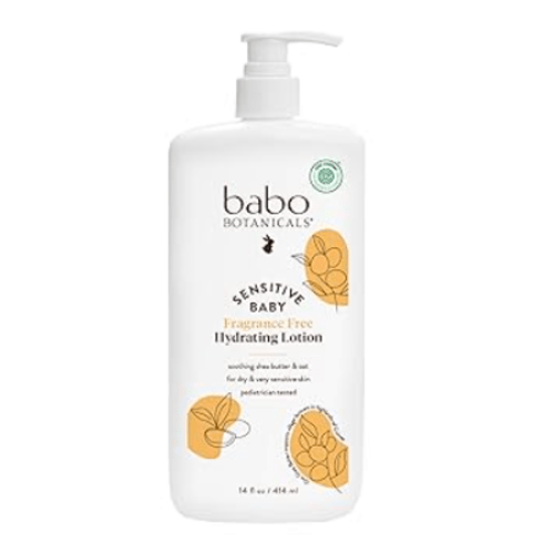 BABO Botanicals Sensitive Baby Fragrance-Free Daily Hydrating Baby Lotion - Shea Butter & Jojoba Oil - for Body & face - for Babies, Kids & Adults with Sensitive Skin - EWG Verified - Vegan