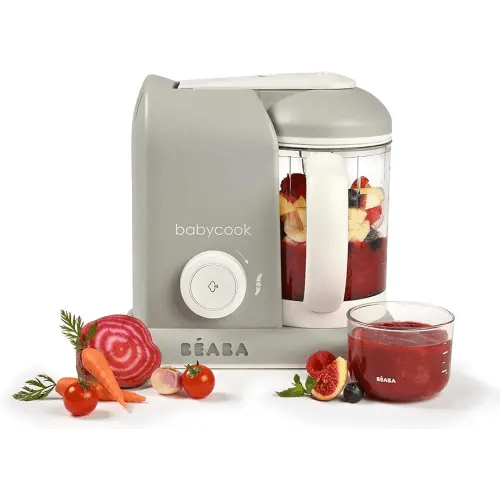 BEABA Babycook Solo 4 in 1 Baby Food Maker, Baby Food Processor, Steam Cook + Blend, Lrg Capacity 4.5 Cups 27 Servings in 20 Mins, Cook Healthy Baby Food at Home, Dishwasher Safe, Cloud