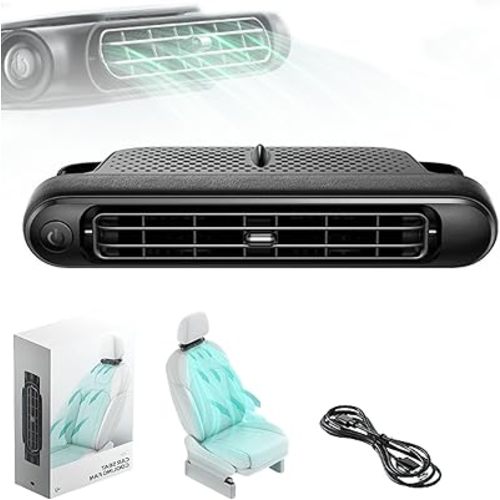 Car Seat Cooling Fan, 2025 New USB Car Backseat Fan, 3 Speeds Portable Headrest for Front and Rear Seats, Upgrade Space-Saving for Sedans, SUVs, RVs (D)
