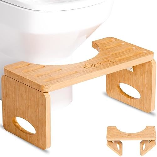 Foldable Toilet Stool Squat Adult Potty Stool with 2 Packs Anti-Slip Strip