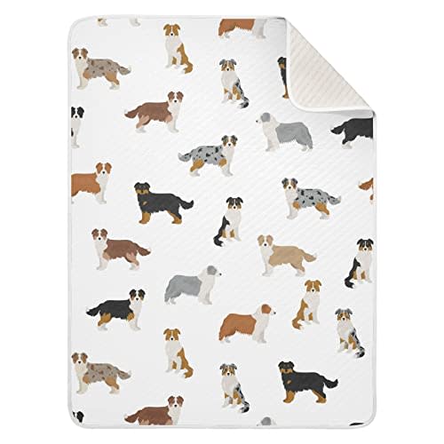 Swaddle Blanket Australian Shepherd Dog Cotton Blanket for Infants, Receiving Blanket, Lightweight Soft Swaddling Blanket for Crib, Stroller, Nursery Blankets, 30x40 in