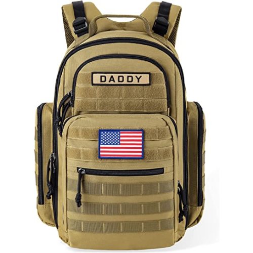 SHARKMOUTH Diaper Bag Backpack for Dad and Mom, Military Molle diaper Pack with Insulated Bottle Holders and Wipe Pocket