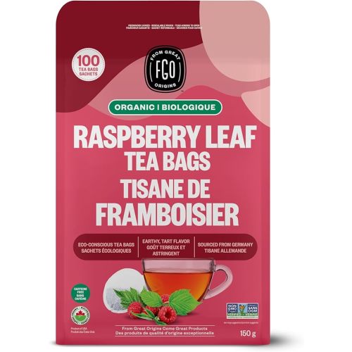 FGO Organic Red Raspberry Leaf Tea, Eco-Conscious Tea Bags, 100 Count, Packaging May Vary (Pack of 1)