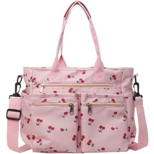 FOTN Cherry Tote Bag for Women, Everyday Work Tote,Large CanvasTote Purse with Multiple Pockets for Travel Daily Use