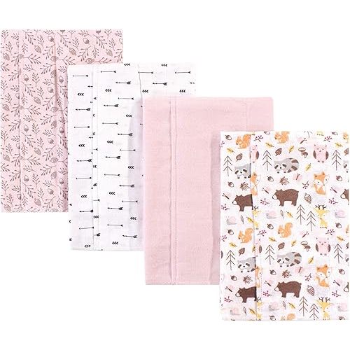 Hudson Baby Unisex Baby Cotton Flannel Burp Cloths, Girl Pinecone, One Size