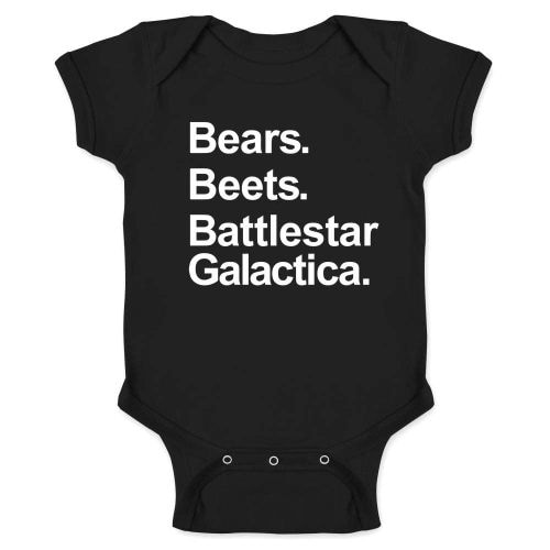 Bears Beets Novelty T-Shirt Gift Infant Bodysuit for Baby Black 6M